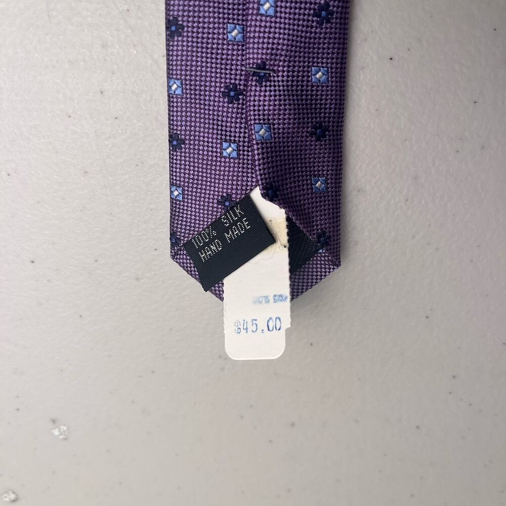 Bruno Piattelli Silk Tie Italy Purple Geometric Print Hand Made Classic 50" NWT - Picture 6 of 13